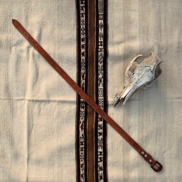 Vogt western hand tooled sterling silver acorn leaf embossed leather belt - Picture 11 of 13